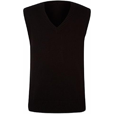 Mischief Boys Girls Knitted Tank Top Pullover Jumper Unisex Sleeveless V Neck School Ages 4-18 + Adult Sizes Black Cover