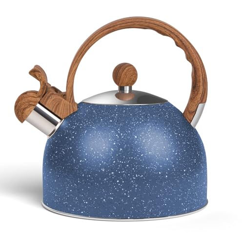 Tazweeq Whistling Tea Kettle for Stovetop, 2.6 Quart Stainless Steel Water Teapot Boilers for Stovetops, Induction Stone Kettle with Loud Whistle,...