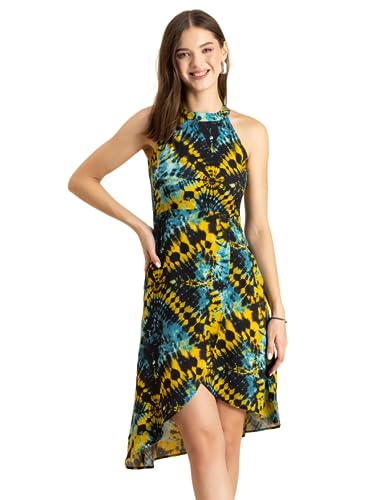 Moomaya Vestido De Vacaciones Estampado para Mujer, Vestido Midi con Abertura Lateral hasta La Rodilla