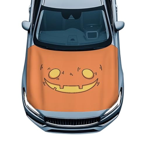 Image of Face Halloween Hood Cover for Truck Stretchable Engine Cover Can be Washed Hood Wraps Universal for Cars
