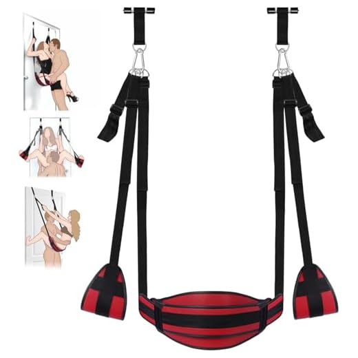 Liebesschaukel Sexschaukel für Paare Sex Schaukel Leder Türschaukel Love-Swing & BDSM Bondageset Fesselse Erotik Schaukel für Erwachsene Sexspielzeug für Paare Extrem Belastbar Bis 150 kg Rot