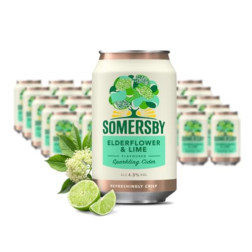 Somersby Elderflower & Lime Cider 24 x 0 33 Liter Dosen Fruchtiger Cidre 4 5% Vol. XXL Fruit Cider in Einwegdosen Prickelnde natürliche Holundernote mit Limone Für gesellige Abende