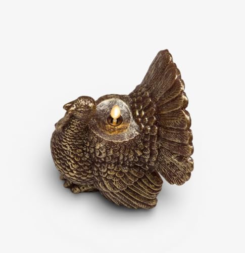 Image of Luminara EXC COL Turkey Flameless Figural Flickering LED Candle (6 inch x 6 inch), Metallic Cappuccino Finish Real Unscented Wax, Time Function, Fall Harvest Decoration