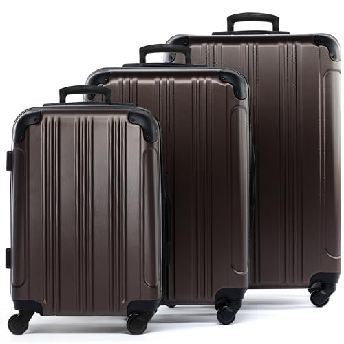 FERGÉ Premium Kofferset 3-teilig: 28\", 24\" & Handgepäck Koffer in einem Set, sehr robuste Reisekoffer mit 4 sanften Rollen & Schutzecken, Hartschalen-Koffer Set 3-teilig braun FERGÉ Premium Kofferset 3-teilig: 28\", 24\" & Handgepäck Koffer in einem Set, sehr robuste Reisekoffer mit 4 sanften Rollen & Schutzecken, Hartschalen-Koffer Set 3-teilig braun