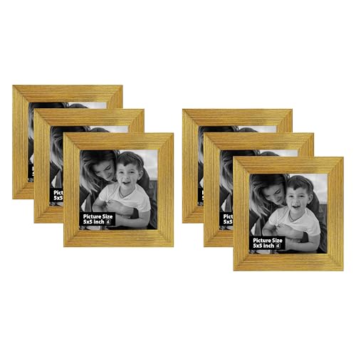 Image of Art Street Decorative Premium Set of 6 Individual Wall Hanging Picture Frame for Home, Living Room, Study Room Decor & Office Decor(5 inch X 5 inch Picture Size) - Gold