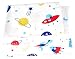 Boys & Girls Spaceship Universe Adventure Printed Twin Sheet Set, 100% Cotton, Flat Sheet + Fitted Sheet + Pillowcase 3 pieces Bedding Set