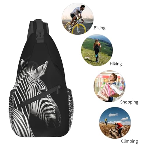 Bolso cruzado cebra negro y blanco para hombre y mujer miniatura 6