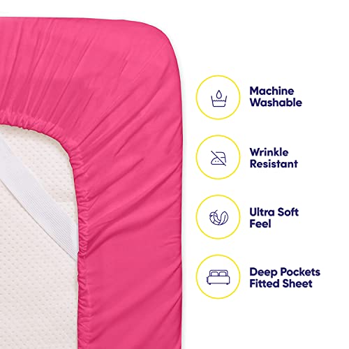 6 Piece Bed Sheet Set, Queen, Fuschia #TOP2