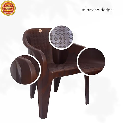Image of Prime Gold Diamond Sofa Chair for Home, Living Rooms, and Garden Plastic Outdoor Chair (Set of 2, Brown)