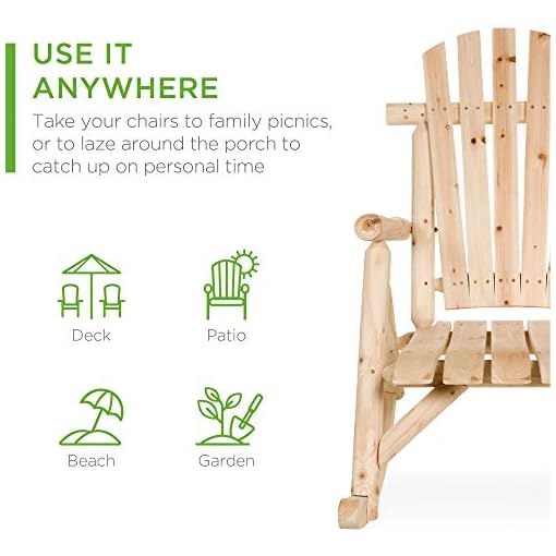 Best Choice Products Wooden Rocking Chair Outdoor Wood Rocker Adirondack Lounger Accent Furniture for Yard, Patio, Garden w/Natural Finish - Image 3