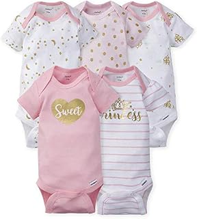 Gerber Baby Girls' 5-Pack Variety Onesies Bodysuits, Princess Arrival, Newborn