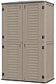 HOMSPARK Storage Shed Weather Resistance, Multi-Purpose Outdoor Storage Cabinet Waterproof, Outdoor Storage Cabinet for Garbage Cans, Lawnmower, Garden Accessories (Coffee, Tall shed-53 cu ft)