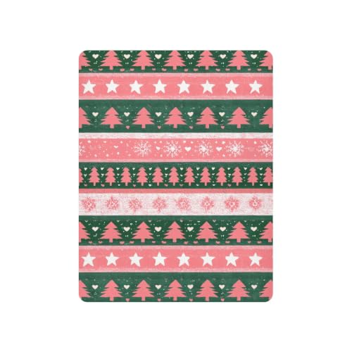 Image of Crib Sheet Breathable Soft Crib Mattress Sheet for Baby Toddler Boys Girls Fitted Pack n Play Crib Sheet Fit Standard Crib Mattress 39 x 27 Inch Christmas Stripe Trees Pink