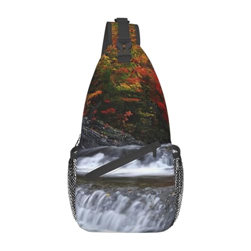 Sac à bandoulière léger imprimé rivière pour homme et femme Fall Creek noir