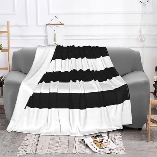 Couverture en flanelle à rayures noires et blanches pour lit et canapé - 3