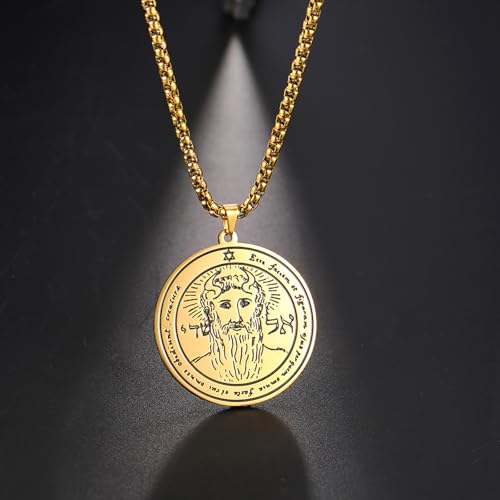 Image of VASSAGO Key of Solomon Seals Necklace Engraved with 72 Names of God Pendant Spiritual Protection Amulets for Men Women