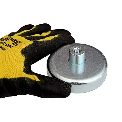 Produktbild von Flachgreifer Magnet D63 Mm – 35 Kg Haftkraft, M6 X 15 Mm Gewindezapfen, Für Temperaturen Bis 200 °C, Industriequalität