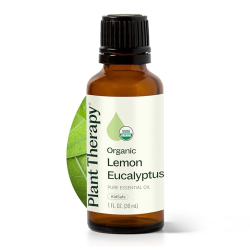 Plant Therapy Organic Lemon Eucalyptus Essential Oil 30 mL (1 oz) 100% Pure and Undiluted USDA Certified Organic Great for Essential Oil Diffusing and DIY Cleaning Solutions