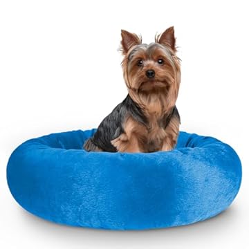 Cama Pet Redonda De Pelúcia Cachorro e Gato 50x50cm (Azul Claro)