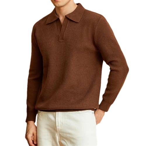 Men's Pullover Sweater Business Slim Wool Thickened Warm Lapel Sweaters Pullovers Long Sleeve Jumpers