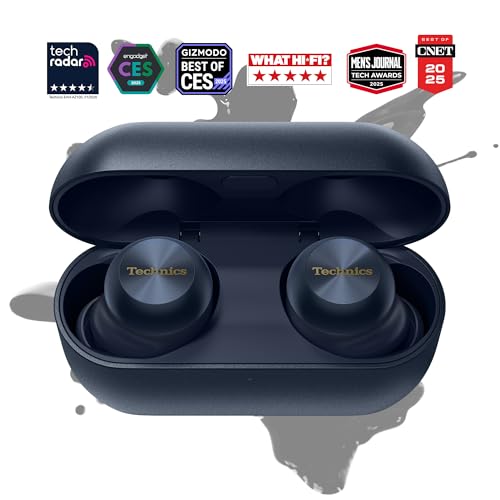 Image of Technics Reference Class Hi-Fi Wireless Ear Buds, Dolby Atmos with Head Tracking, Adaptive Noise Cancelling, 3 Device Multipoint, 10-Hr Battery, Wireless Charging, Improved Fit, EAH-AZ100-A(Blue)