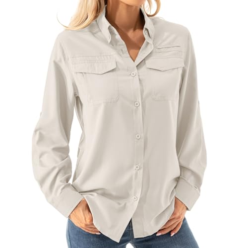Women's UPF 50+ Long Sleeve UV Shirts Sun Protection Outdoor Cool Quick Dry Fishing Hiking Safari Travel Gardening Shirts