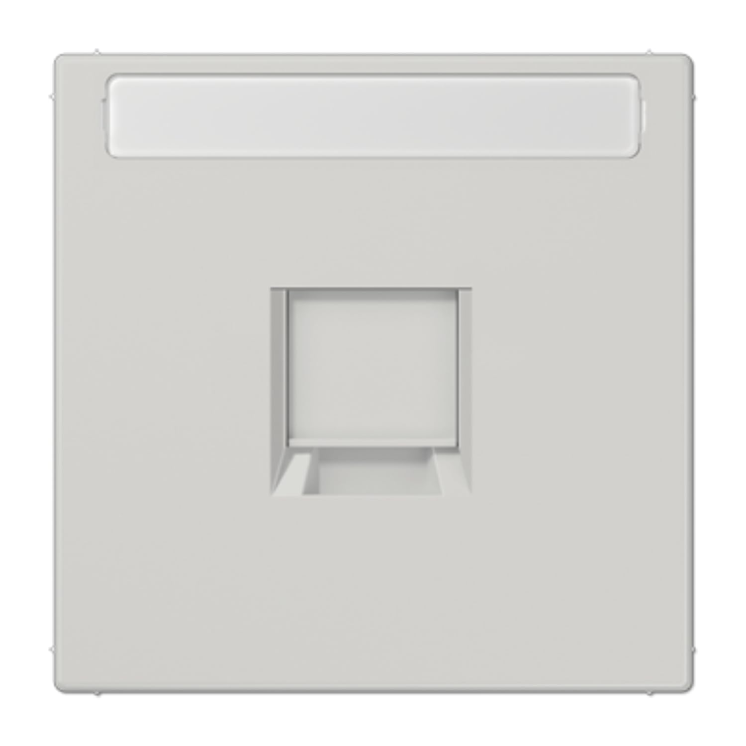 Placa modular Jack JUNG LS 1 toma inscripción color gris claro diseño minimalista atemporal