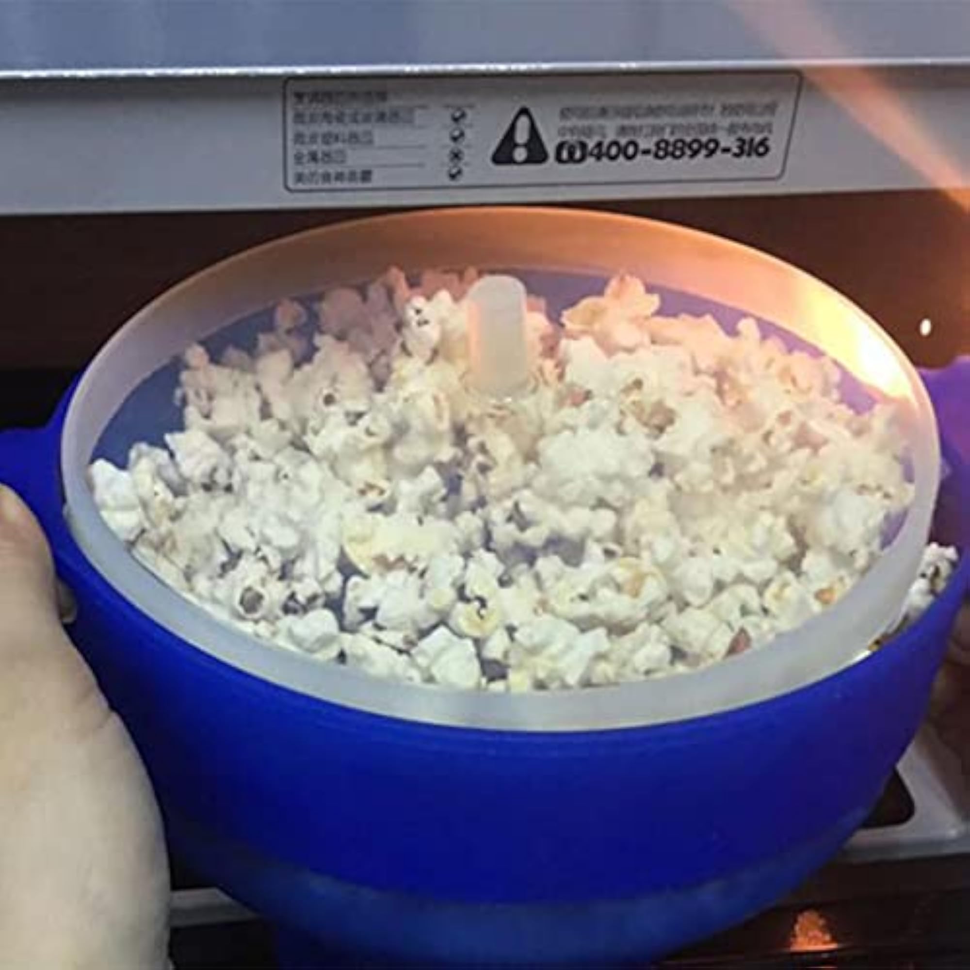 Microwaveable Popcorn Maker Silicone Bowl Blue