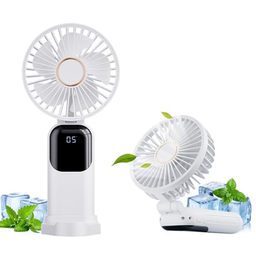 携帯扇風機 手持ち扇風機 充電式USB扇風機 5段階風量調節 5枚羽根 手持ち 卓上 首掛け 5000mAh ミニ扇風機 ...