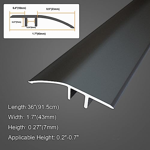 Aluminum Floor Transition Strip, Doorway Edge Trim for Laminate, Carpet and Vinyl Tile (Black, 36 Inch)