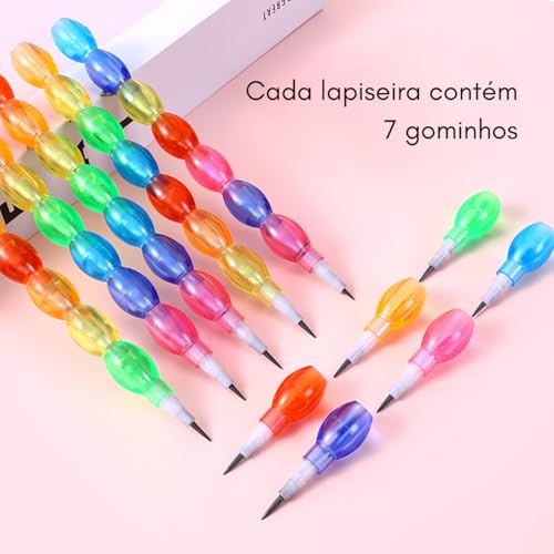 Kit 4 Lapiseiras 2.0 Troca a Ponta Fofas Grafite Preto Gominhos- Papelaria Criativa