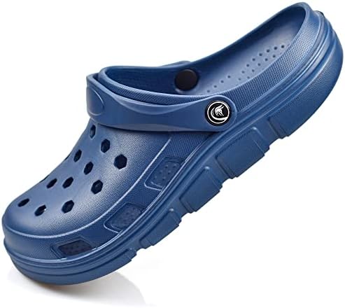 PIMIO Garden Clogs for Women and Men,Slip On Work Shoes with Arch Support,Womens Mens Quick-Dry Water Shoes Casual Sandals,Comfortable Slippers B Navy