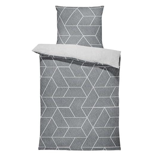 one-home Winter Bettwäsche Thermo Fleece Kuschelig Warme Bettbezüge Flauschig Warm Weich, Größe:2 teilig 135x200 cm, Farbe:Geometrisch grau 3 one-home Winter Bettwäsche Thermo Fleece Kuschelig Warme Bettbezüge Flauschig Warm Weich, Größe:2 teilig 135x200 cm, Farbe:Geometrisch grau