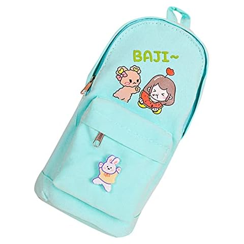 Canvas Pencil Cases Cute Cartoon Pencil Bag Big Capacity Pen Pouch Bag Makeup Bag for School Supplies Office Stationery Cover
