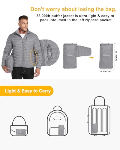 Image of 33,000ft Men's Puffer Jacket Lightweight Packable Insulated Winter Coat