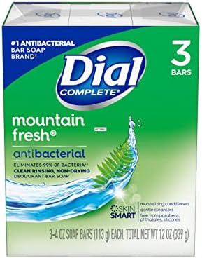 Dial Mountain Fresh Antibacterial Deodorant Bar Soap 3, 4 oz Soap Bars (Packs of 5)