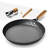 Letschef 11-Inch Nonstick Cast Iron Skillet - Honeycomb Durable Nonstick Frying Pan, Lightweight & Long-Lasting, Oven & Dishwasher Safe, Detachable Handle - Gift for Home Cooks