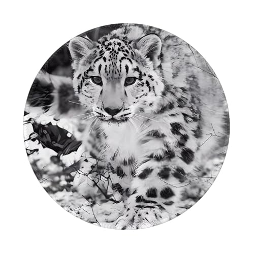Tapis de souris rond motif léopard des neiges 20,3 cm – Votre compagnon de bureau pour bureau, ordinateur portable, ordinateurs personnels et consoles
