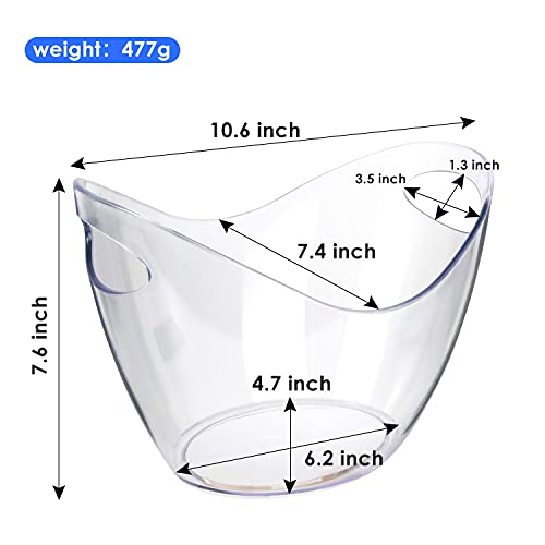 Ice Bucket Wine Bucket,Clear Acrylic 4 Liter Plastic Tub for Drinks and Parties, Food Grade, Perfect for Wine, Champagne or Beer Bottles