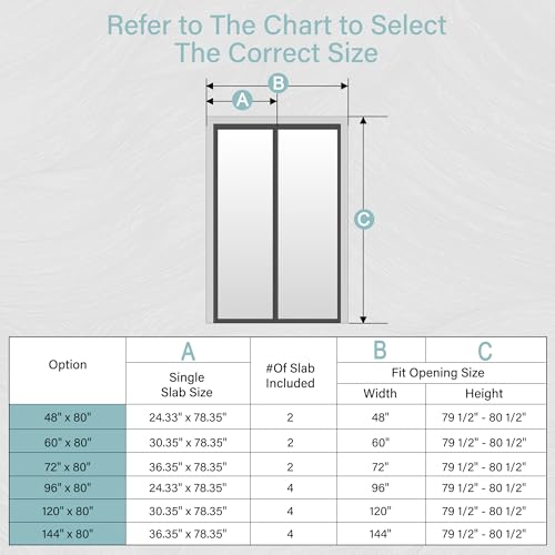 Image of Sliding Closet Doors 60 inch x 80 inch(Double 30.4 inch x 80 inch), Mirrored Doors Aluminum Frame with Hardware Kit & Guide, Interior Door for Bedroom No Assembly Required, Black