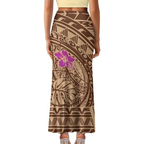 Polynesian Tribal Tatau Pattern Women's Long Maxi Skirt Vintage High Waisted A-Link Long Maxi Skirt4