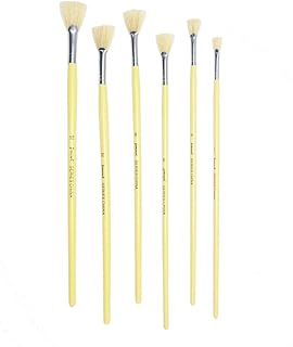 6 pieces / set. Fan Shape Pig Bristle Hair Paint Handle Oil Paint Brush Watercolor Brush Artists Professional Art Supplies