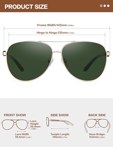 Image of Polarized Aviator Sunglasses Womens: Acetate Glasses UV Protection | Classic Square Style fit Most Face Shape - Pressure-free Frame & Full Anti-Glare Lens Ideal for Classy Laides Travel Vacation