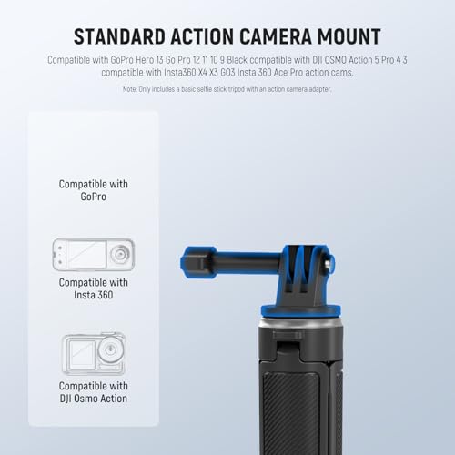 NEEWER Basic Selfie Stick Tripod for DSLR Action Camera Webcam, Mini Vlogging Video Desk Stand Accessories Compatible with GoPro Hero 13 12 Insta360 DJI Osmo Action 5 Pro AKASO EK7000 Brave 4 7, TP46 - image 4