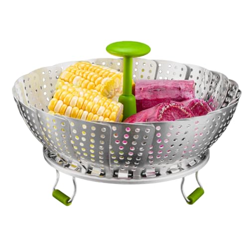 Genérico Cesta de Vapor | Soporte Plegable de Acero Inoxidable Cocción al Vapor,Cesta de con Mango Retráctil - para Cocinar Alimentos Arroz y Bollo en Casa