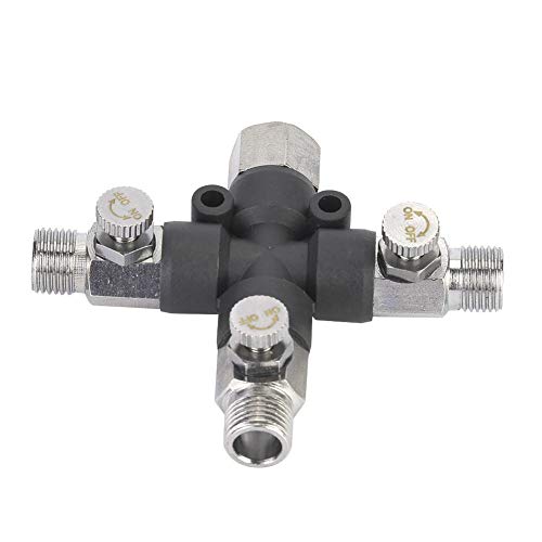 Conector en T con accesorios de conexión de aerógrafo de metal ajustable de tres vías de 1/8 pulgadas para adaptador de compresor de aire