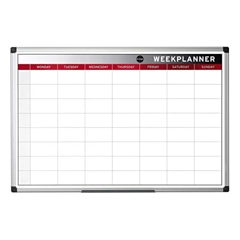 Bi-Office Week Planner, Magnetic, Aluminium Frame, 90 x 60 cm Cover