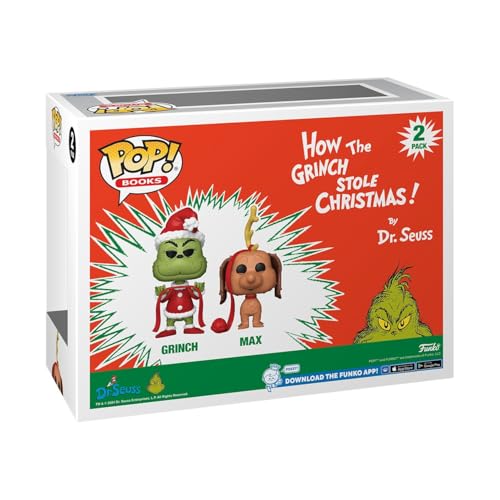 Funko Pop! Books: How The Grinch Stole Christmas - Grinch and Max, pacote com 2 (flocados), exclusiv