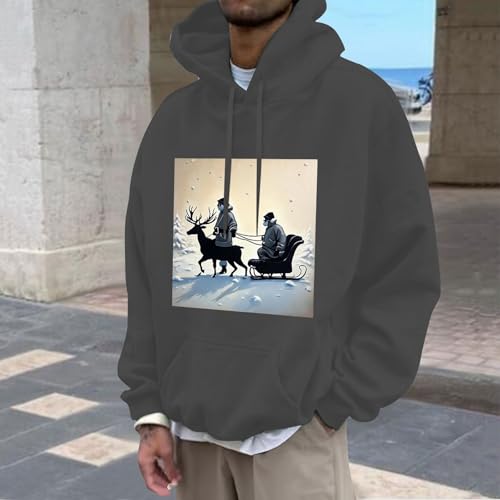 Mens Hoodies Santa Claus Reindeer Print Christmas Sweatshirts Loose Fit Lightweight Xmas Pullover Tops Casual Shirts2
