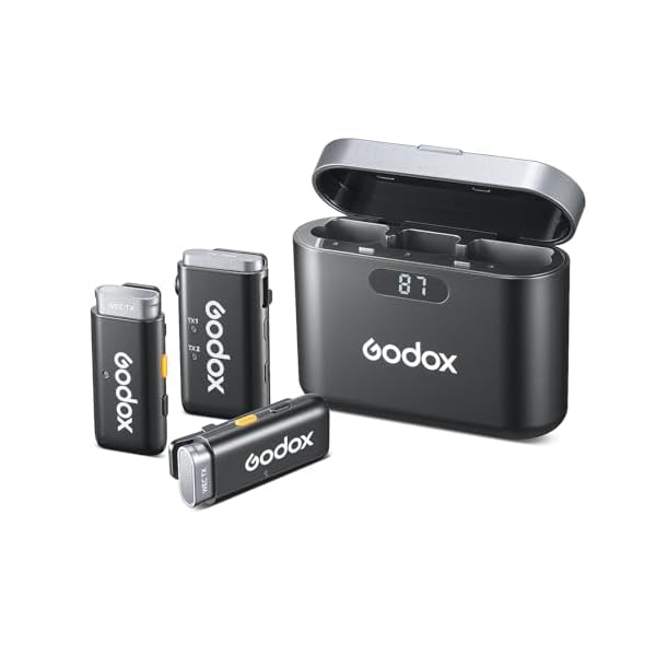 GODOX Wireless lavalier Microphone Systems with Noise Cancellation, 656ft Transmission,8H Battery Life, Compact Wireless Lapel Microphone for DSLR Cameras/iPhone/Android/Live Streaming